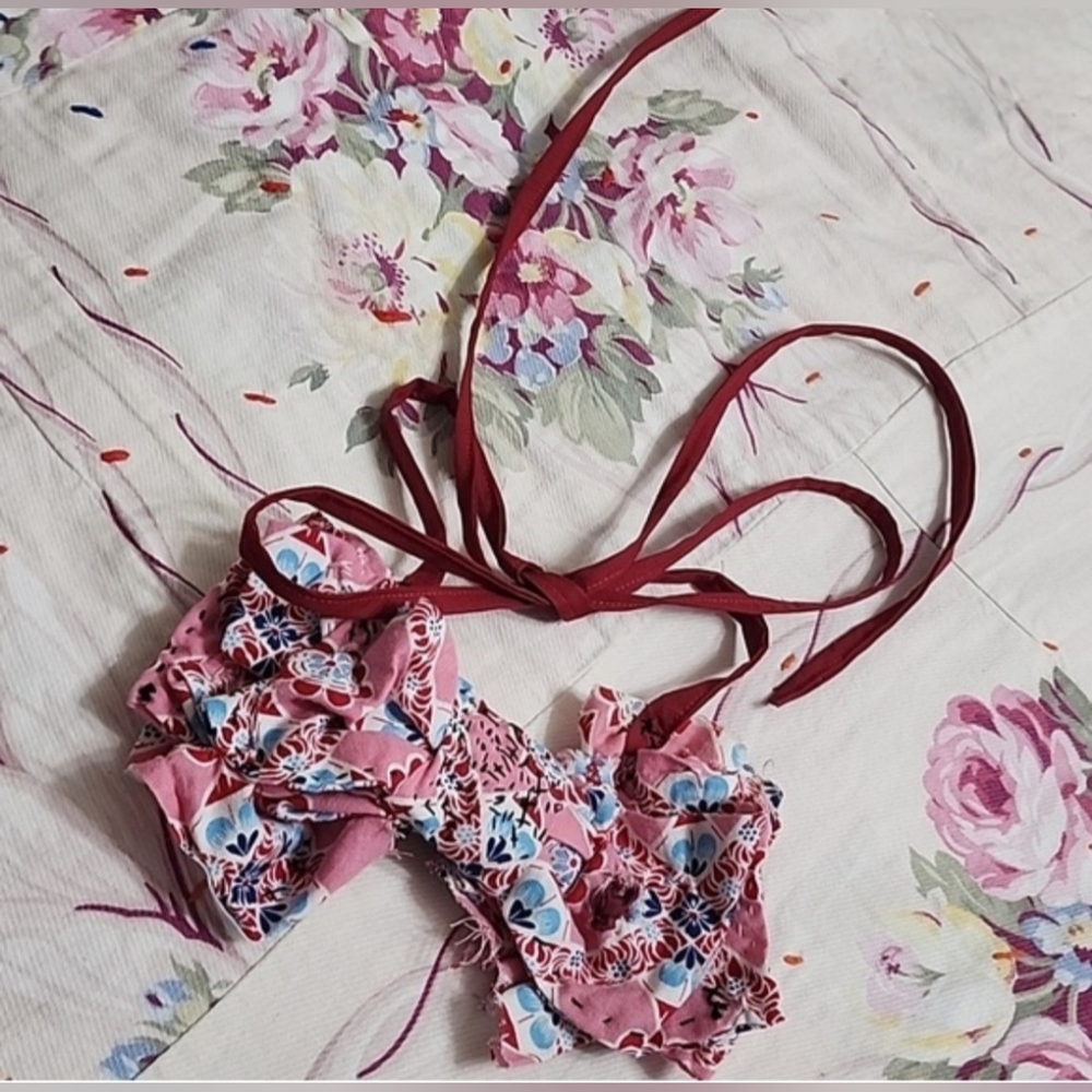 JABOT Slow Stitching 💞🩷🩷🩷BOW IN FEEDSACK TEXTILE NWT